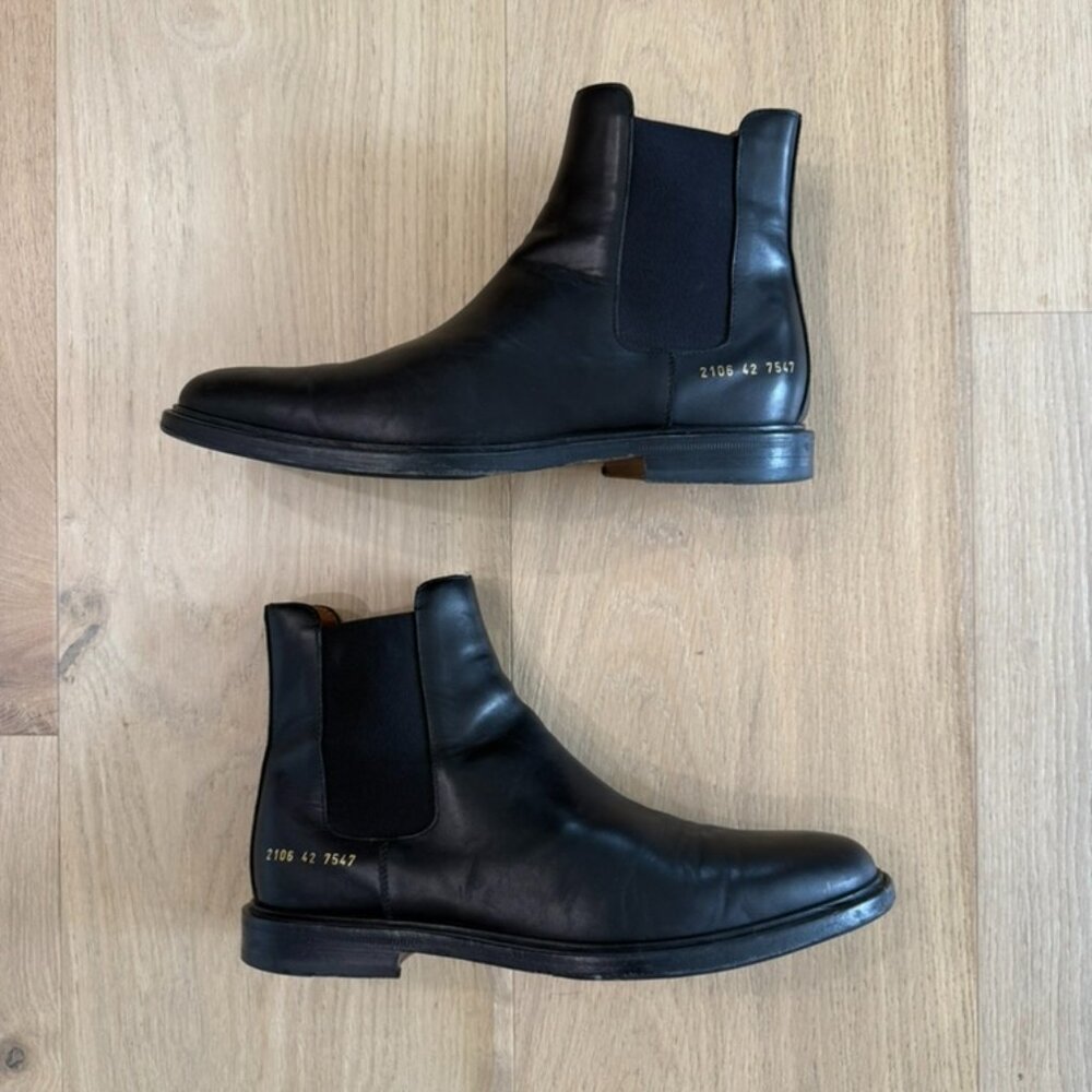 Common Projects Chelsea Boots Black Leather, Men's size 42 (US 9-10)